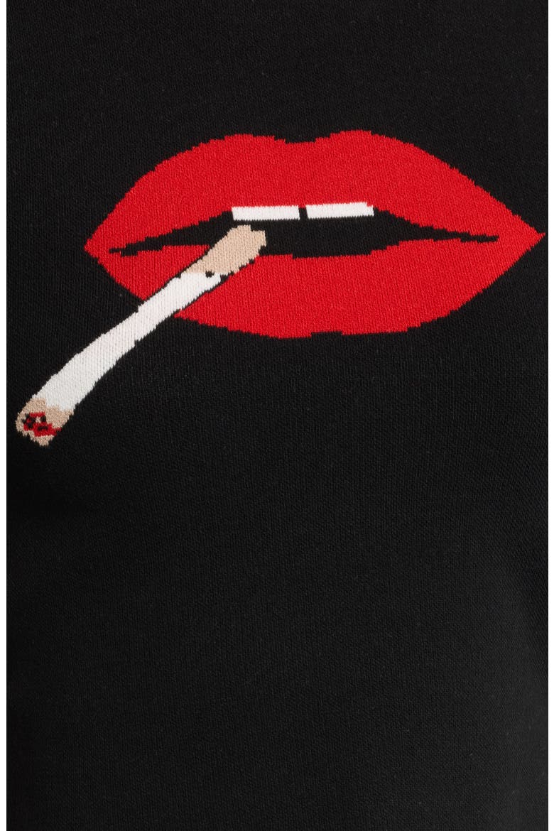 Groupie Knit Graphic Baby Tee, Alternate, color, BLACK SMOKING MOUTH
