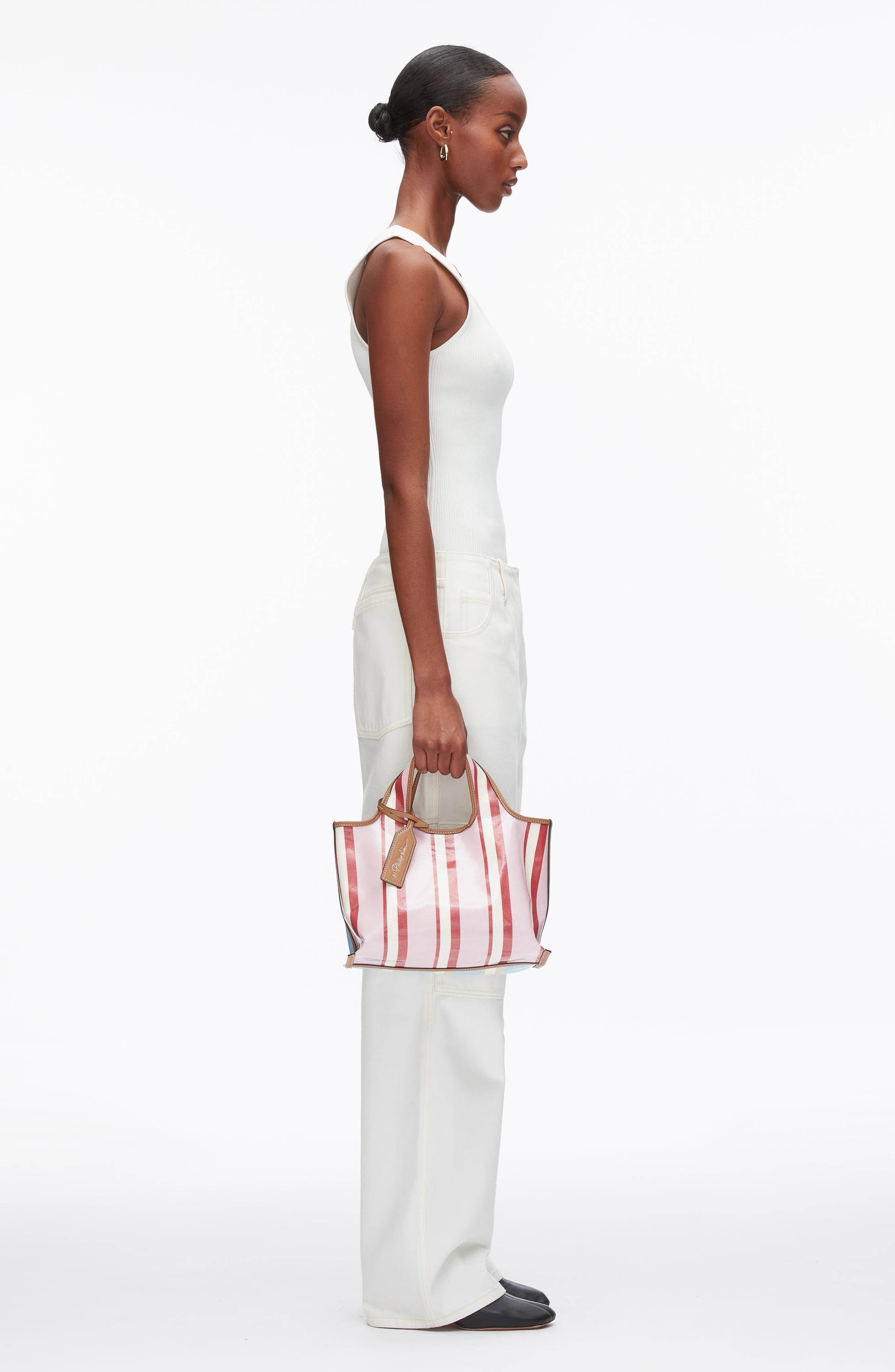 3.1 Phillip Lim Dual Stripe Mini Market Tote, Alternate, color, Blue-Pink Multi