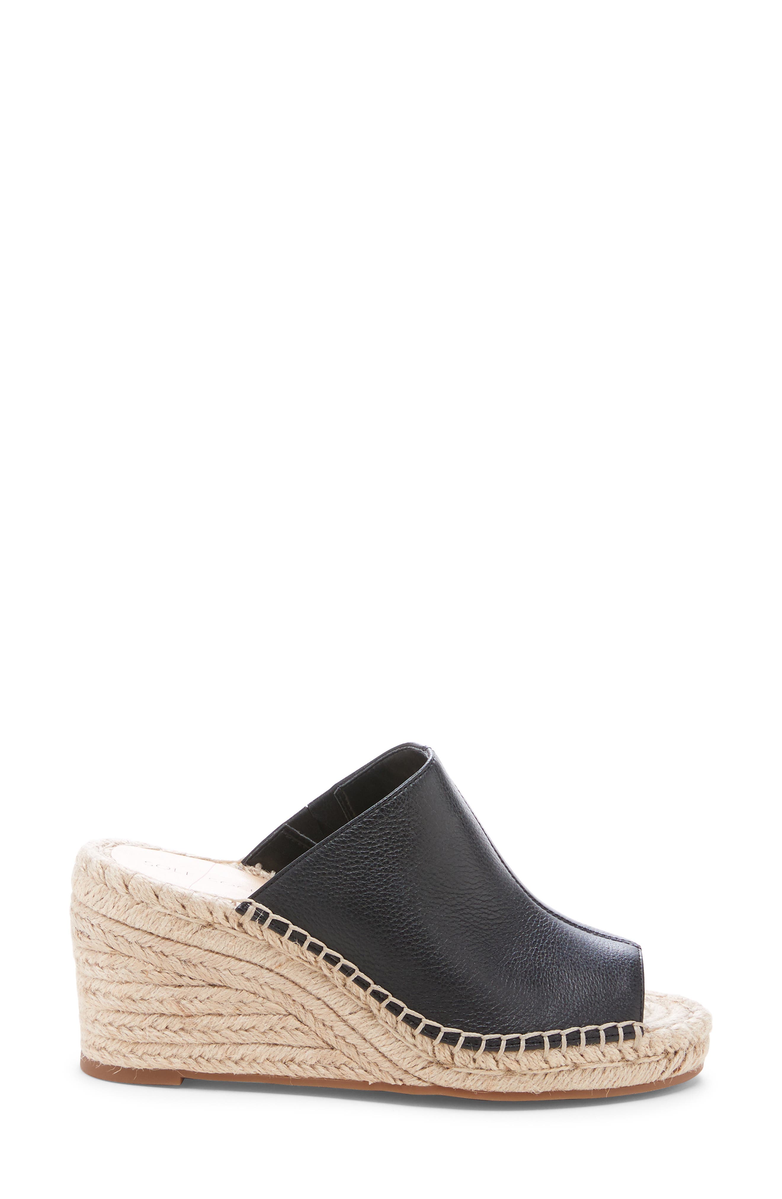 Caleena Wedge Slide Sandal, Alternate, color, BLACK/ BLACK LEATHER