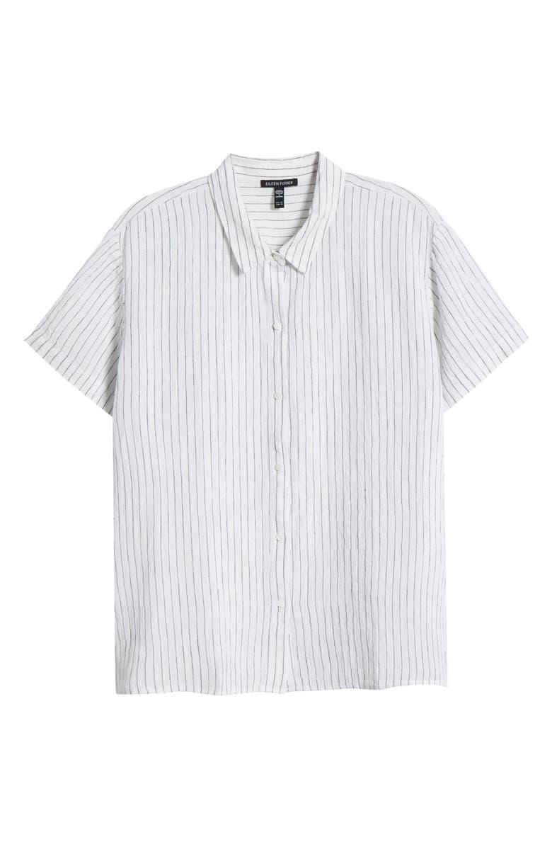 Eileen Fisher Stripe Organic Linen Button-Up Shirt, Alternate, color, 