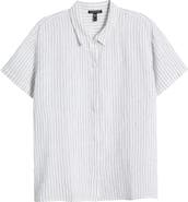 Eileen Fisher Stripe Organic Linen Button-Up Shirt