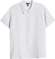 Eileen Fisher Stripe Organic Linen Button-Up Shirt