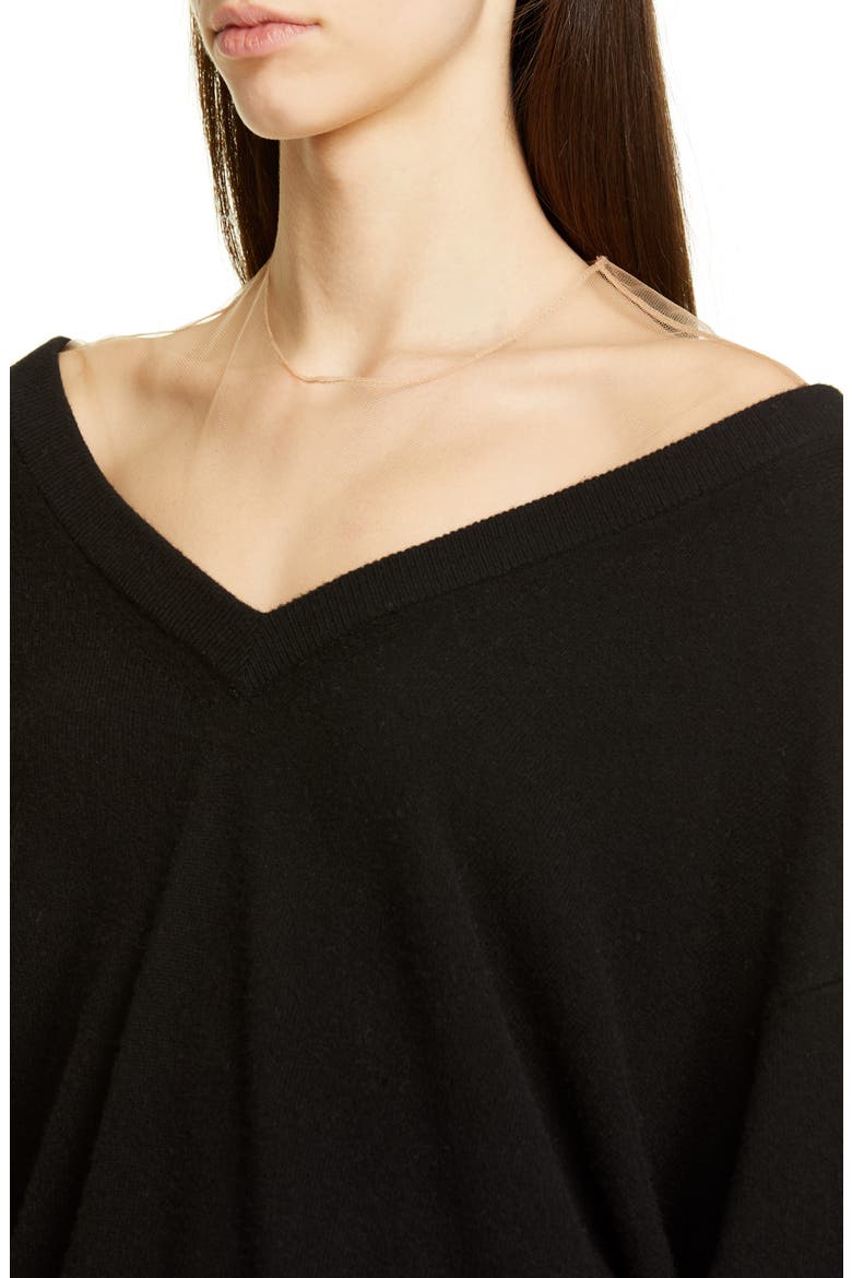 Illusion Neck Sweater, Alternate, color, BLACK