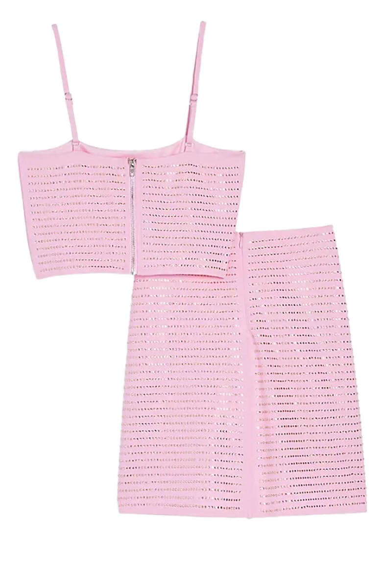 Franki Studded Top and Skirt Set, Alternate, color, Pink