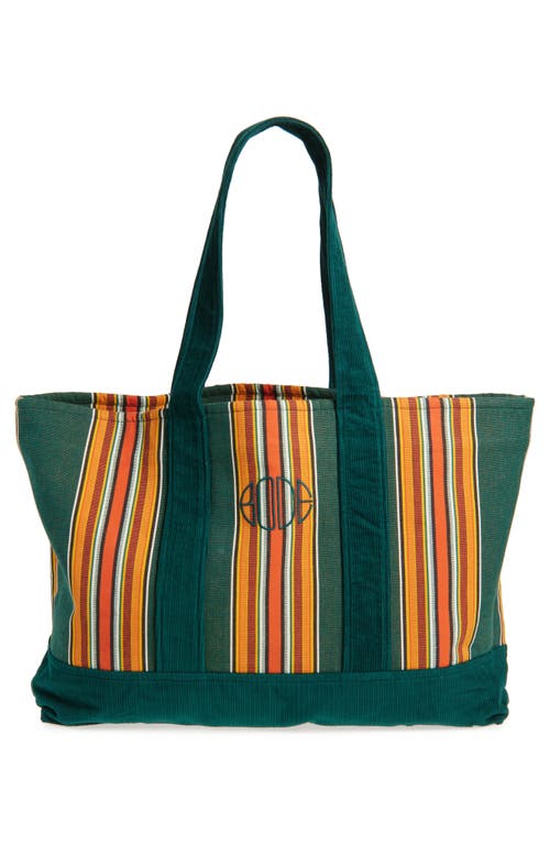 Bode Green Parakeet Stripe Tote In Green Multi