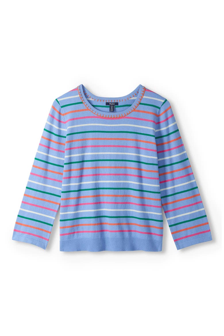 Stripe Embroidered Cotton T-Shirt Shirt, Alternate, color, PURPLE