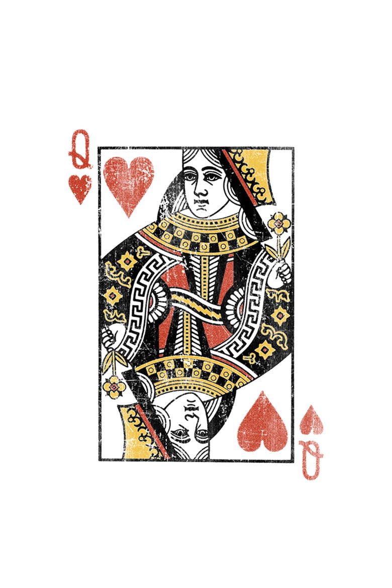 Men's Lost Gods Queen of Hearts  Graphic T-Shirt, Alternate, color, White