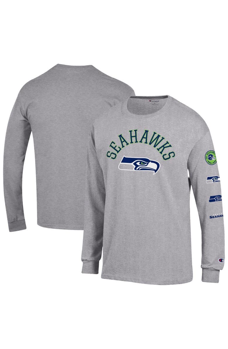 Champion Men's Champion  Heather Gray Seattle Seahawks Seal Long Sleeve T-Shirt, Main, color, Heather Gray