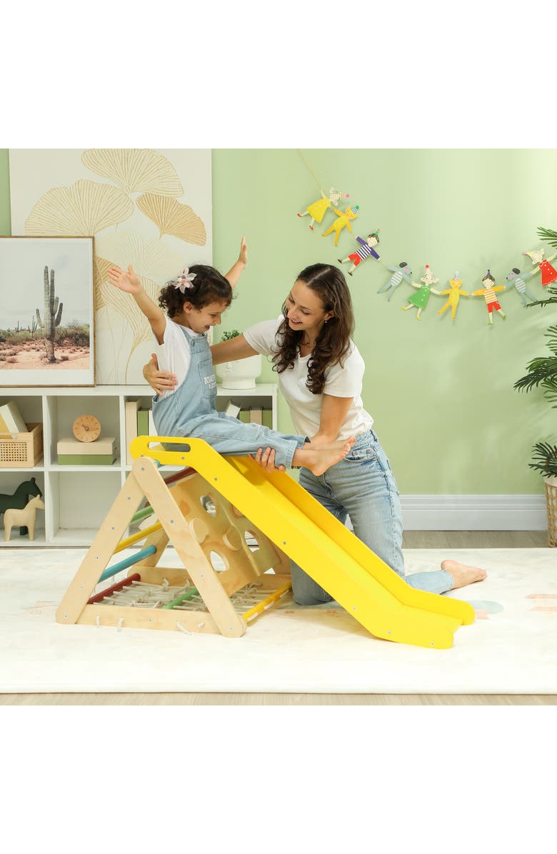 Qaba Pikler Triangle Set, 5 in 1 Indoor Toddler Climbing Toys, Montessori Set, Alternate, color, Multicolored