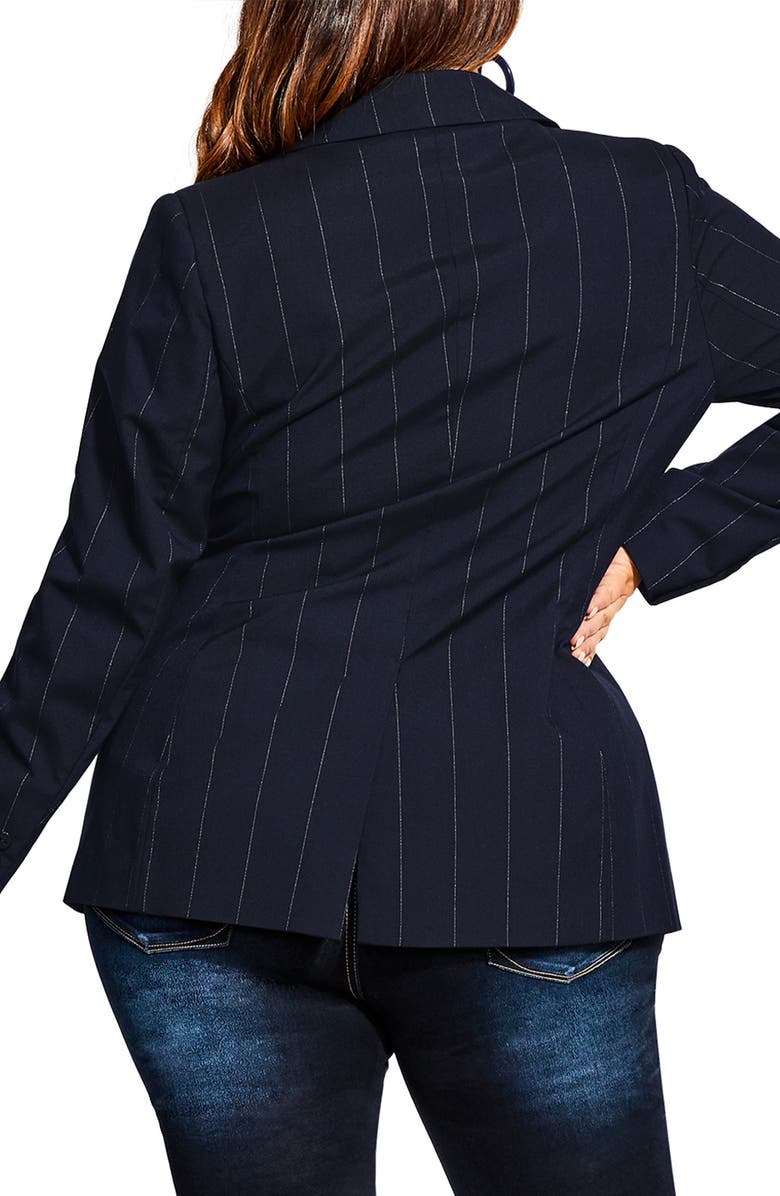 City Chic Pinstripe Blazer, Alternate, color, 
