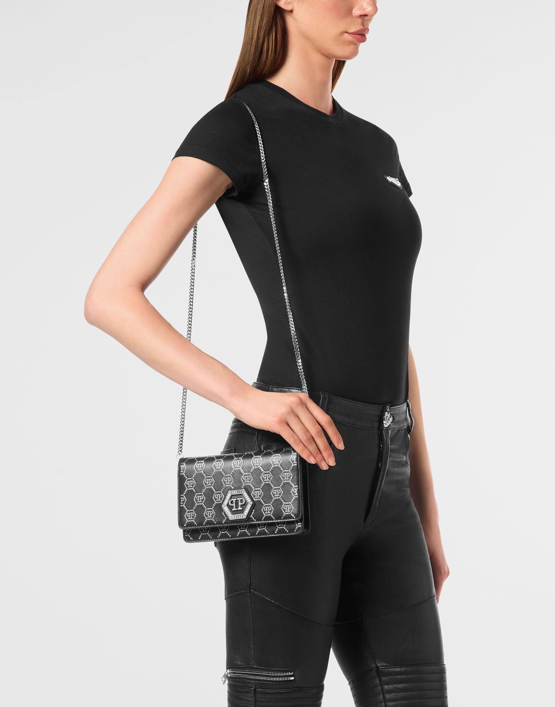 Hexagon Bag Monogram Strass Monogram Strass Women, Main, color, black