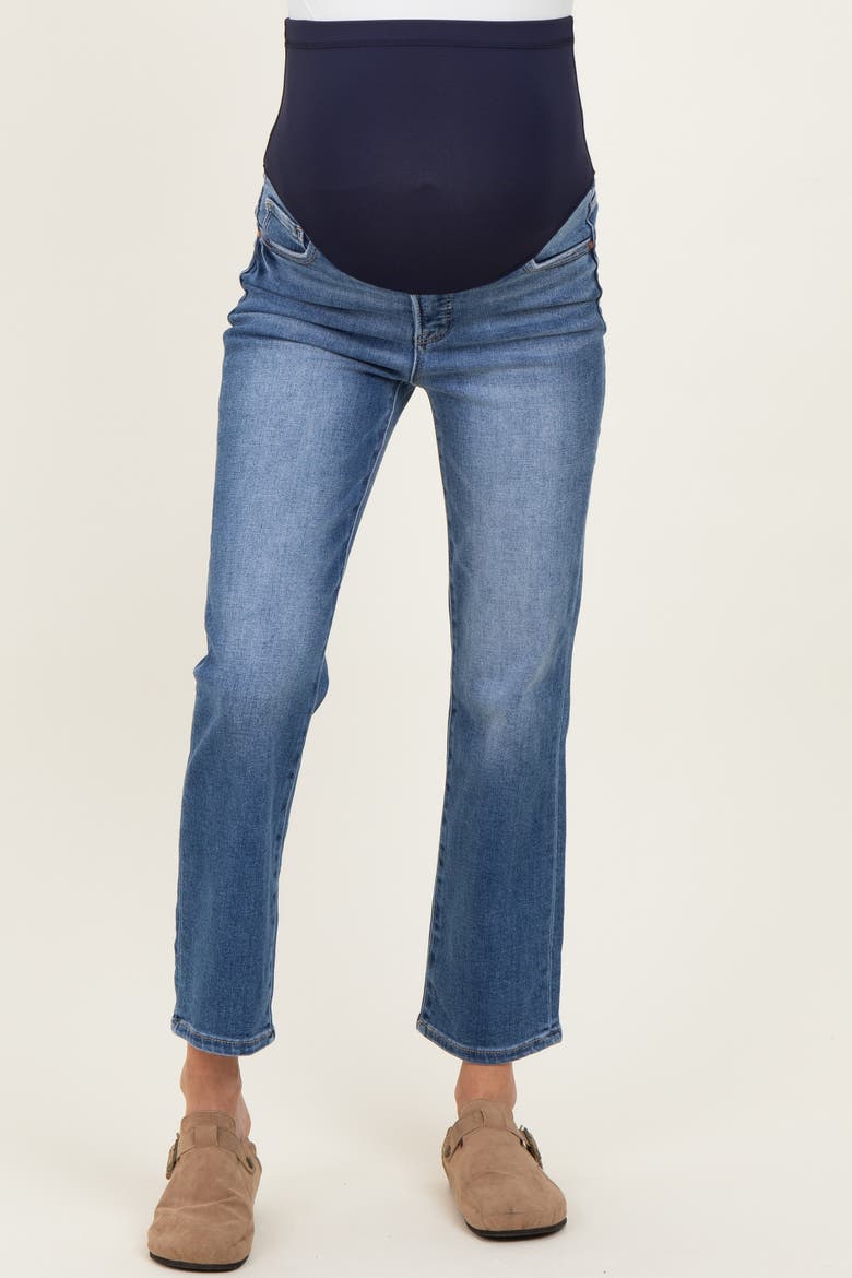 Medium Wash Ankle Straight Leg Maternity Jeans, Alternate, color, Blue