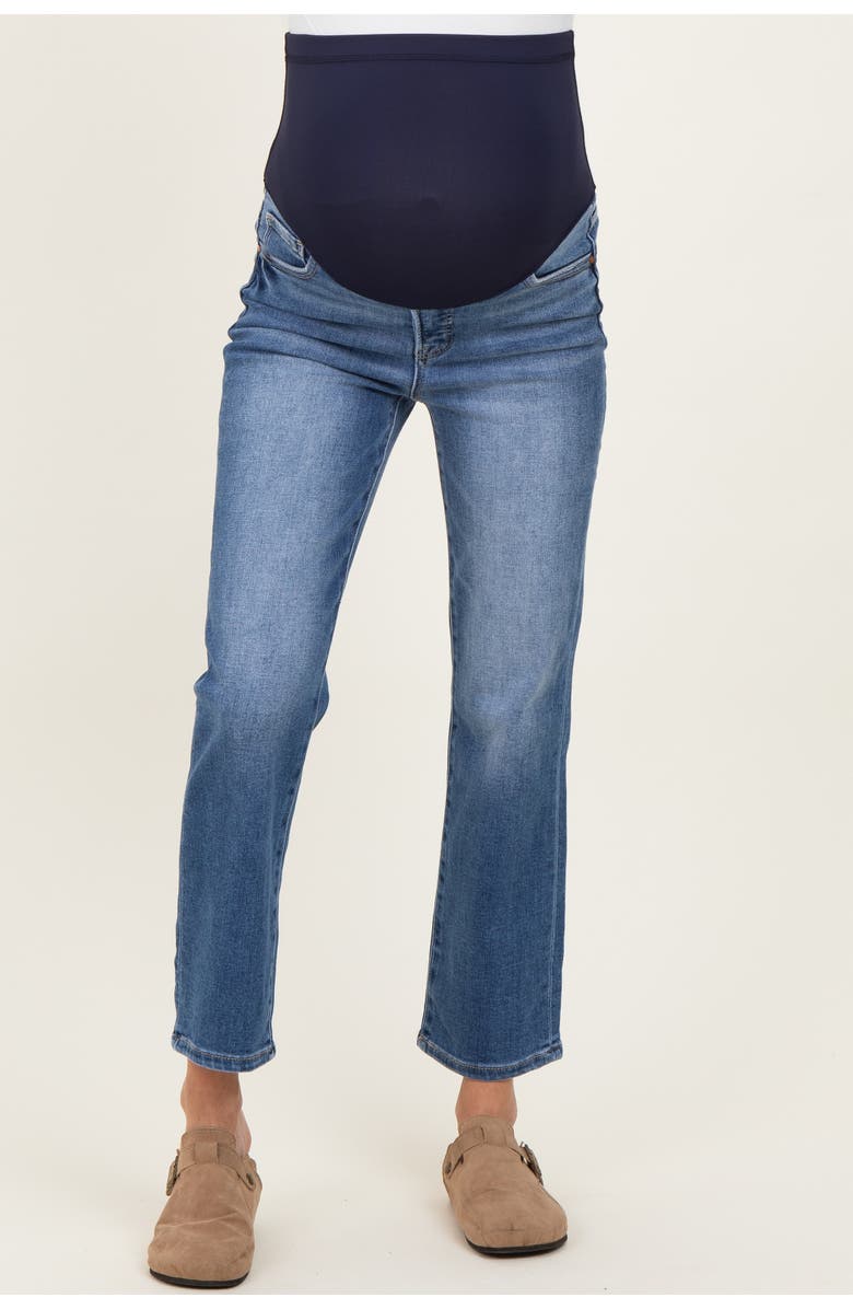 PinkBlush Medium Wash Ankle Straight Leg Maternity Jeans, Alternate, color, Blue