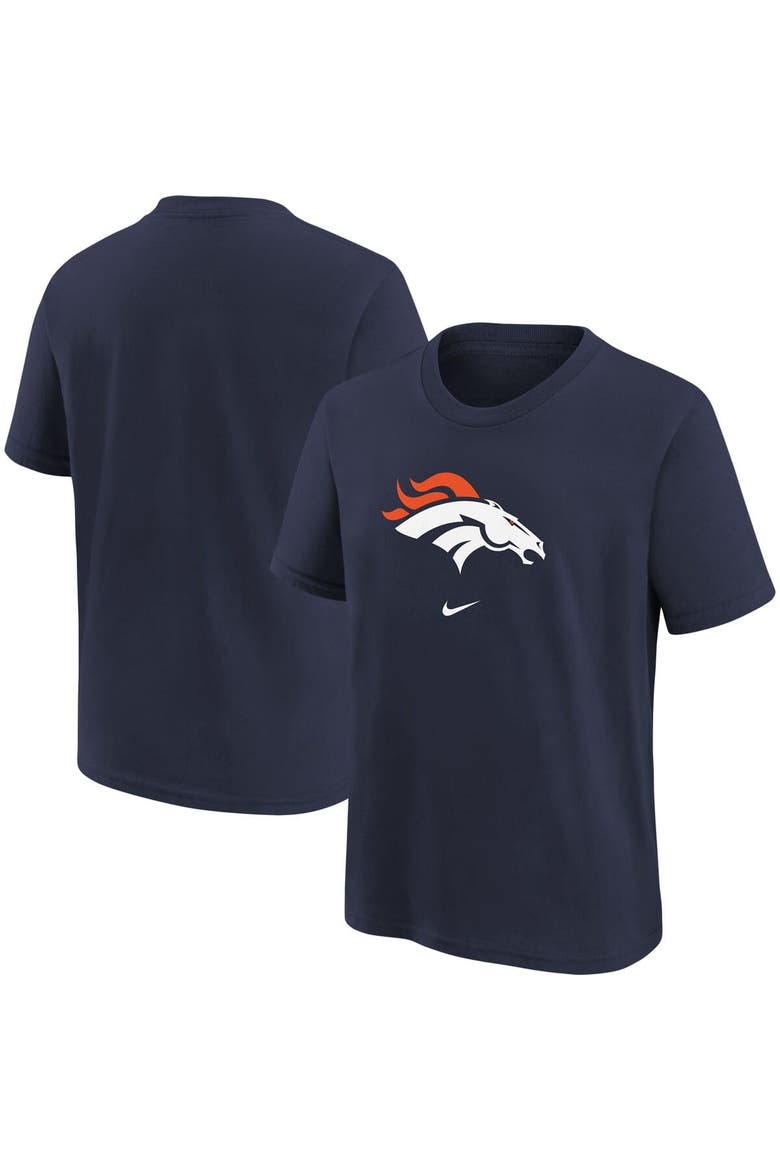 Youth Nike Navy Denver Broncos Logo T-Shirt, Main, color, Navy