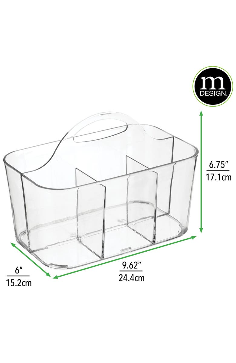mDesign miDesign Small Plastic Divided Cosmetic Storage Organizer Caddy, 2 Pack, Alternate, color, Clear