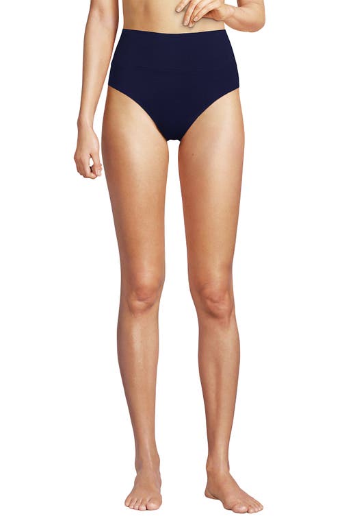 Lands' End Chlorine Resistant Pinchless High Waisted Bikini Bottoms In Deep Sea Navy