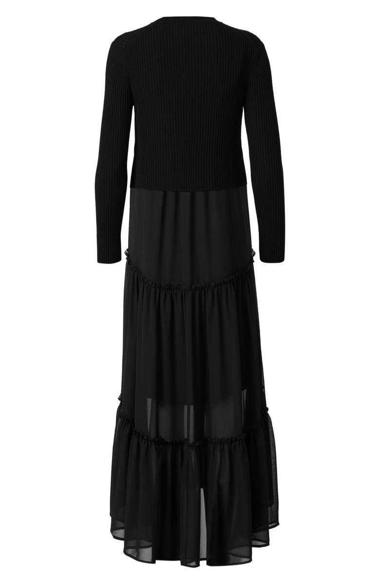 AllSaints Tilly 2-in-1 Tiered Slipdress & Crop Merino Wool Sweater, Alternate, color,