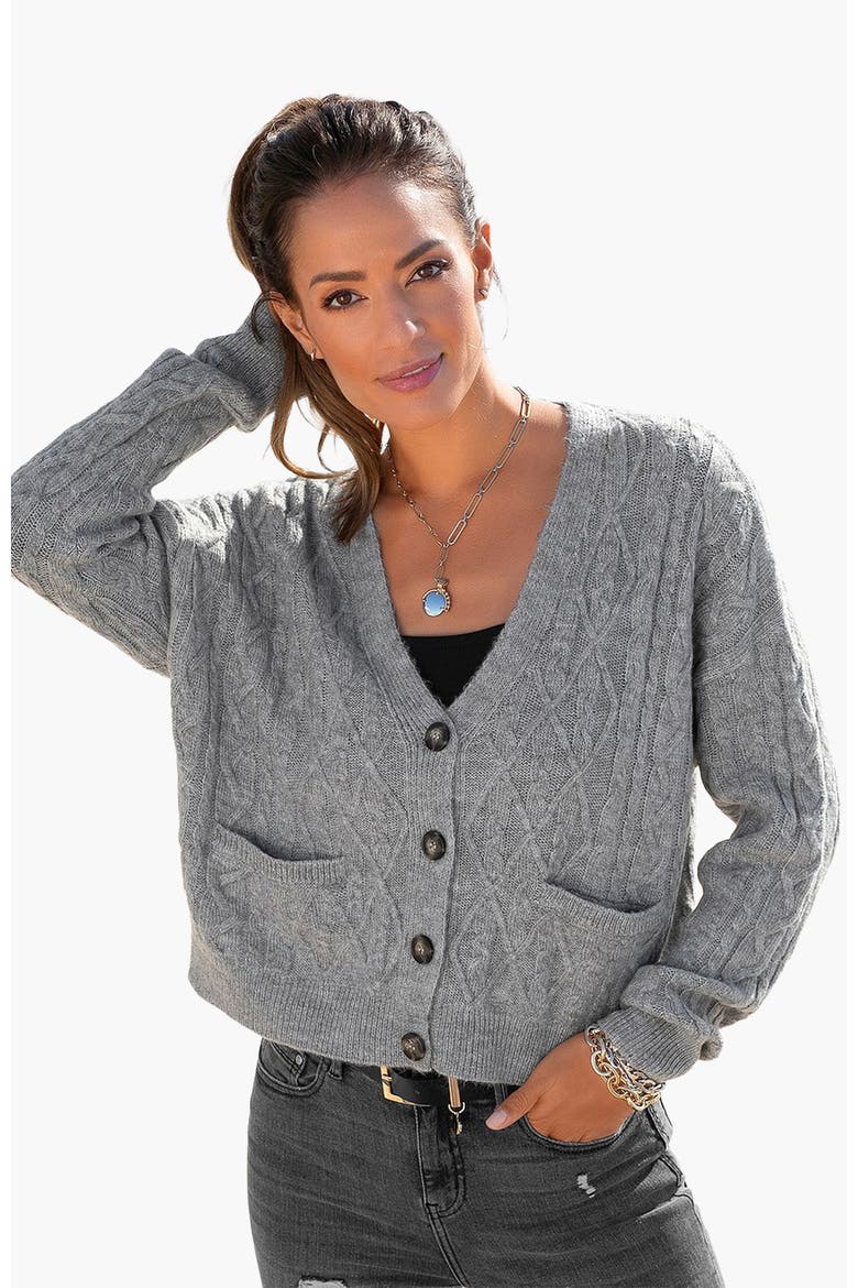 Cable Knit Cardigan, Main, color, Grey Heather