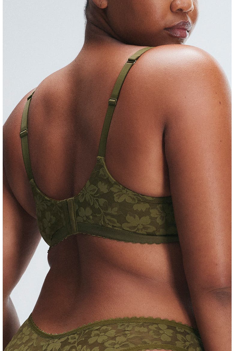 Lavish Lace Unlined Plunge Bra, Alternate, color, MILITARY OLIVE GREEN