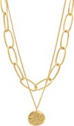 Adornia 14K Gold Plate Large Chain & Coin Layered Necklace