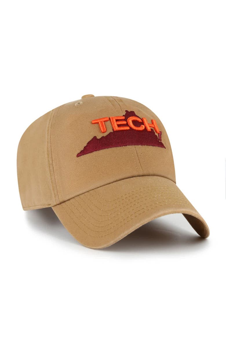 '47 Men's '47 Tan Virginia Tech Hokies Vault Clean Up Adjustable Hat, Alternate, color, Tan