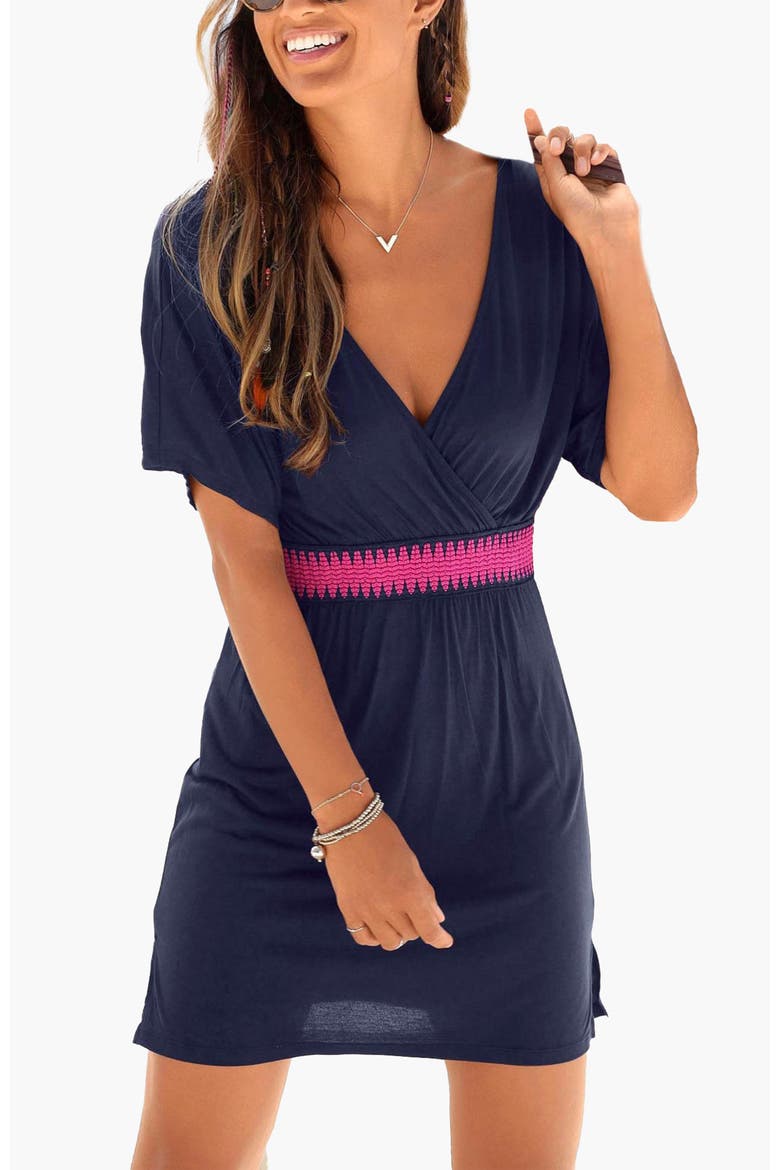 Women's Wrap Look Dress, Main, color, Navy