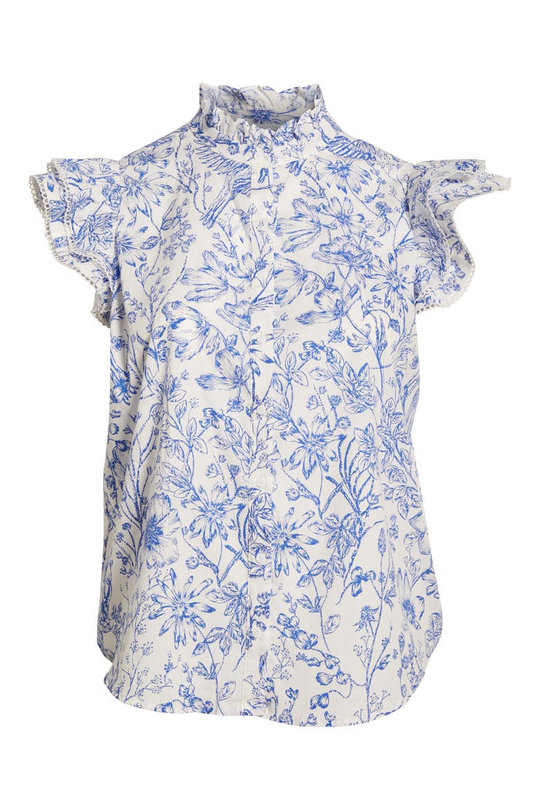 Eve Dacey Ruffle Top, Alternate, color, BLUE/ WHITE