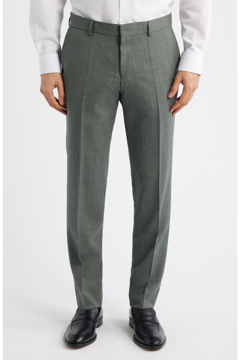 Genius Slim Fit Virgin Wool Dress Pants, Main, color, OPEN GREEN