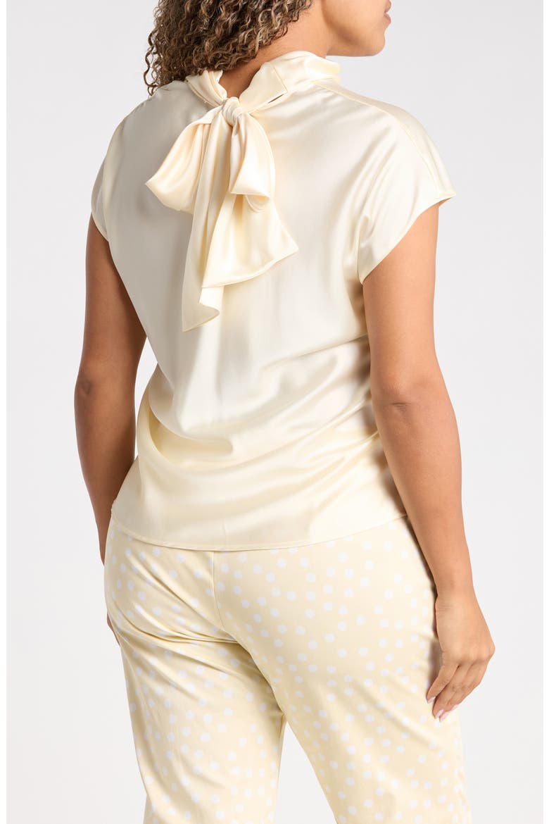 Cowl Neck Scarf Detail Satin Top, Alternate, color, LIGHT BUTTER