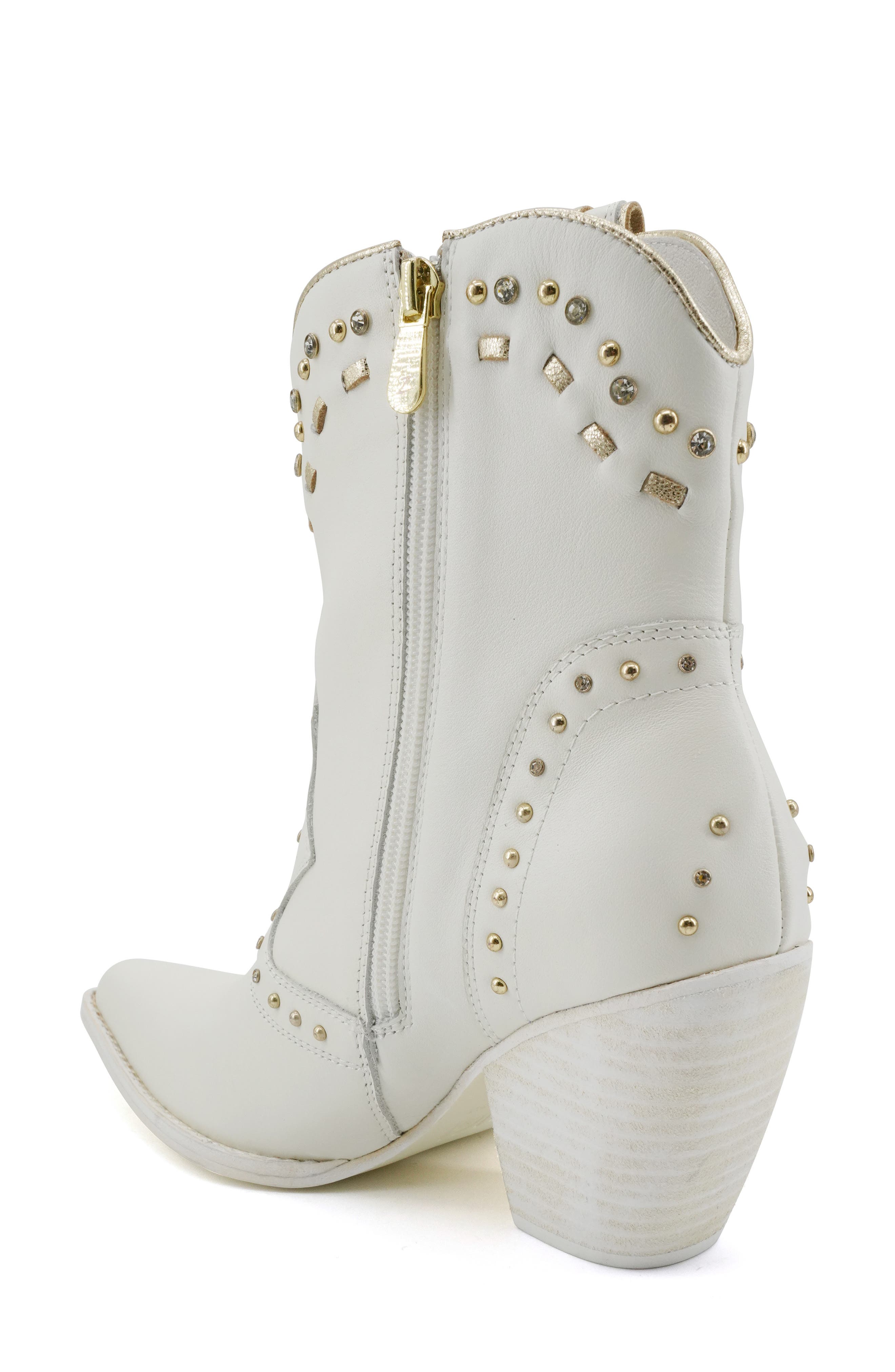 ZIGI Angola Studded Western Boot, Alternate, color, White Leather