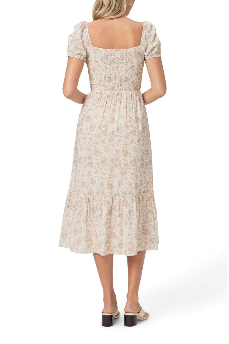 Otienne Floral Print Midi Dress, Alternate, color, CREAM MULTI