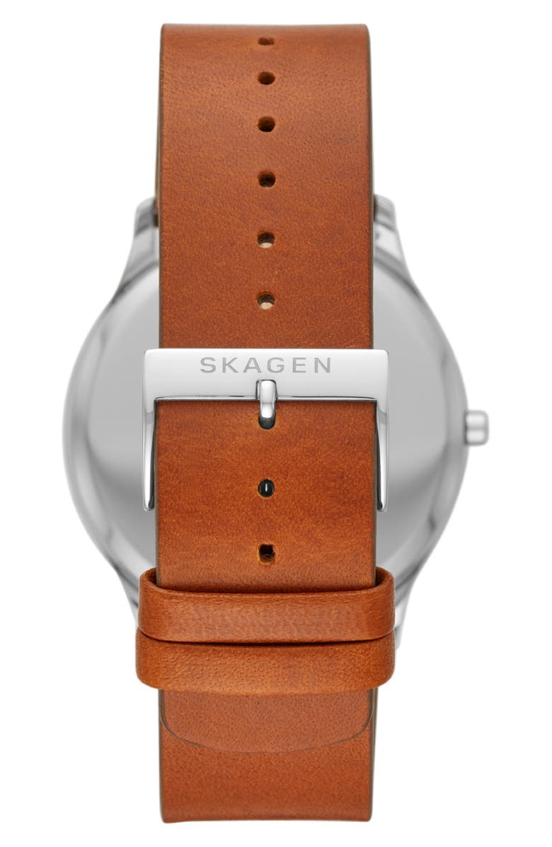 Skagen Jorn Leather Strap Watch, 41mm, Alternate, color, 