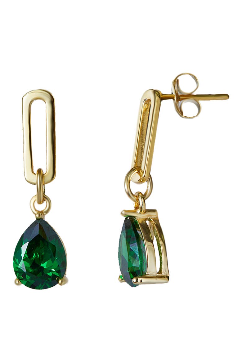 Cubic Zirconia Paper Clip Drop Earrings, Main, color, GOLD