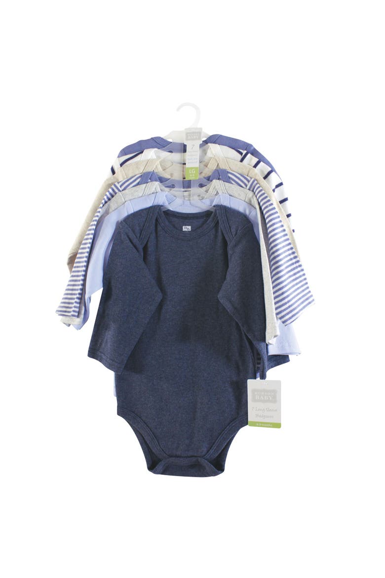 Long-Sleeve Cotton Bodysuit Collection 7-Piece Set, Alternate, color, Boy Basic