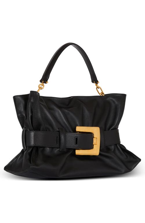 Balmain Anthem Medium Buckle Shoulder Bag In Calfskin In Black