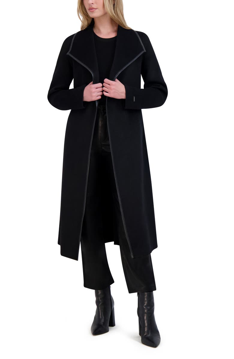 Tahari Juliette Wool Blend Coat, Alternate, color, Black