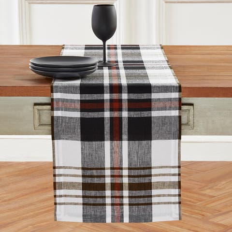 Linen Table Runner - Oxford Plaid