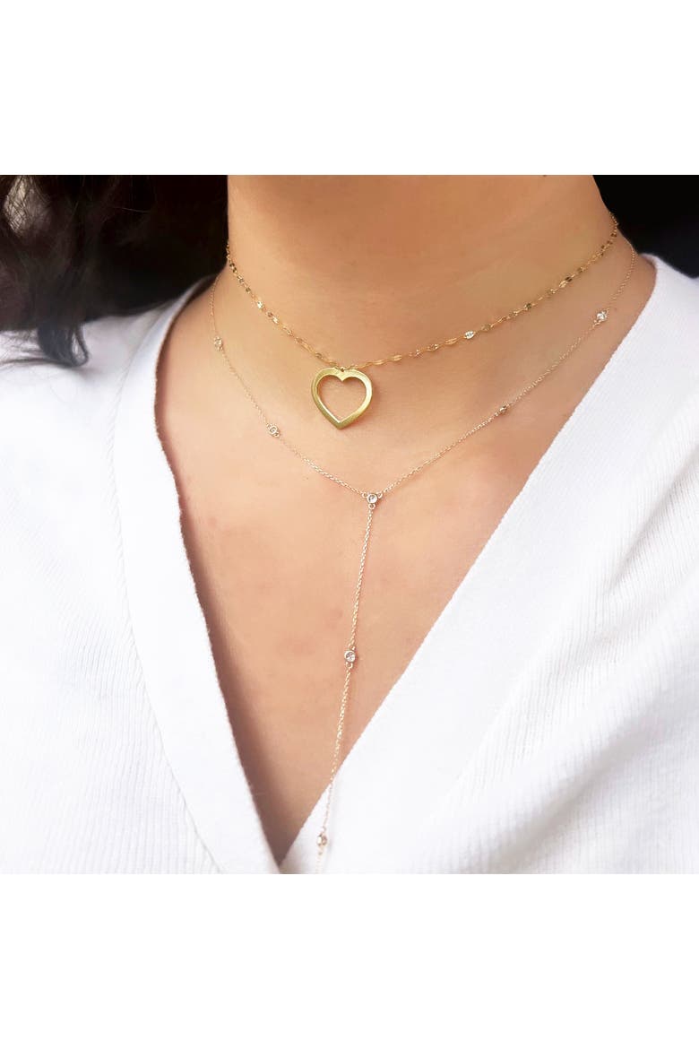 Shimmer Open Heart Necklace, Alternate, color, Yellow Gold