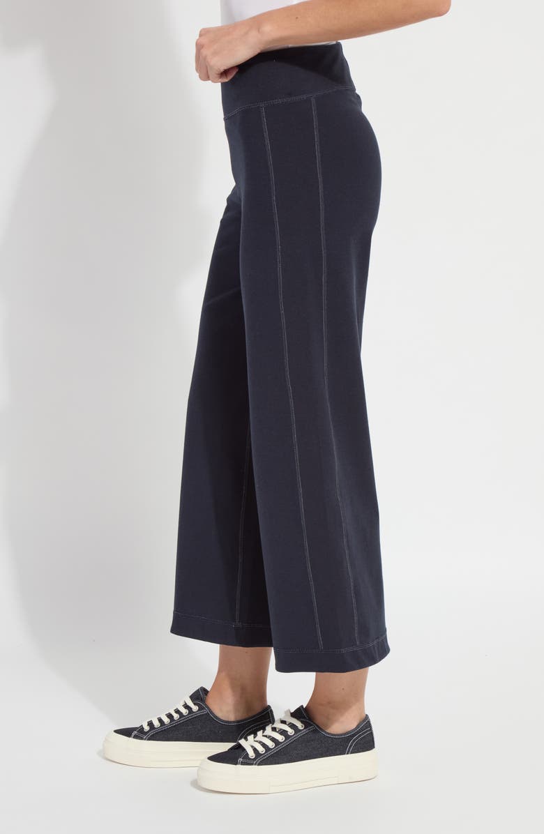 Lysse Jovie Reversible Pull-On Crop Wide Leg Pants, Alternate, color, True Navy/ Grey Melange