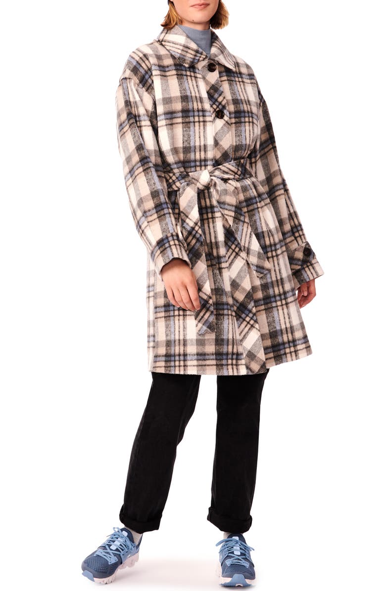Bernardo Plaid Belted Jacket, Alternate, color,