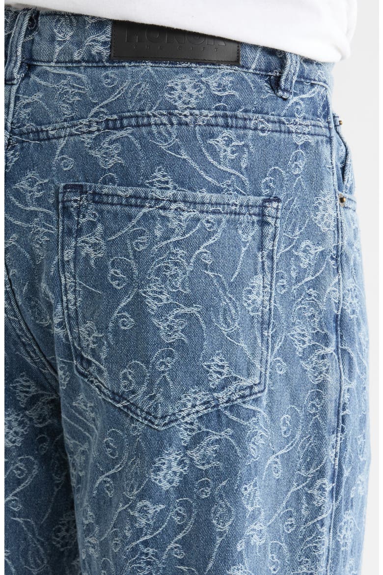 Floral Jacquard Straight Leg Jeans, Alternate, color, LIGHT INDIGO