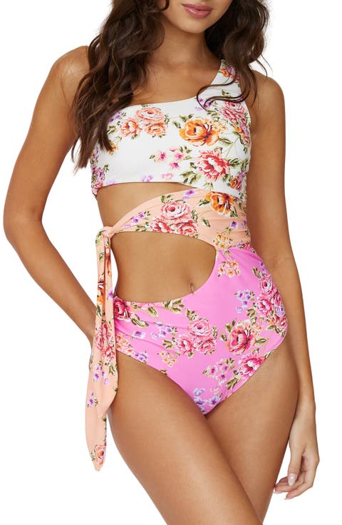 Floral One-Shoulder One-Piece Swimsuit