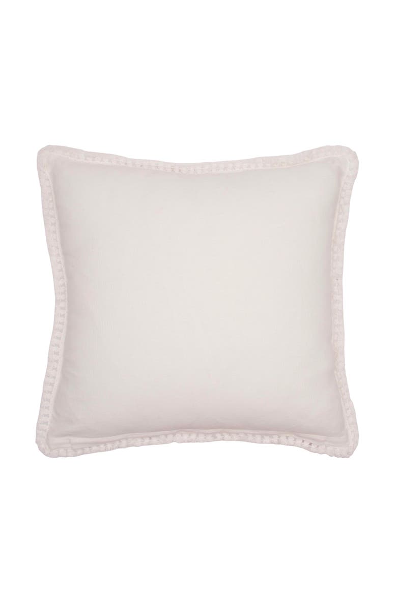 Easter Bunnies with Stripes Tufted with Poms Throw Pillow, 18" x 18", Alternate, color, White