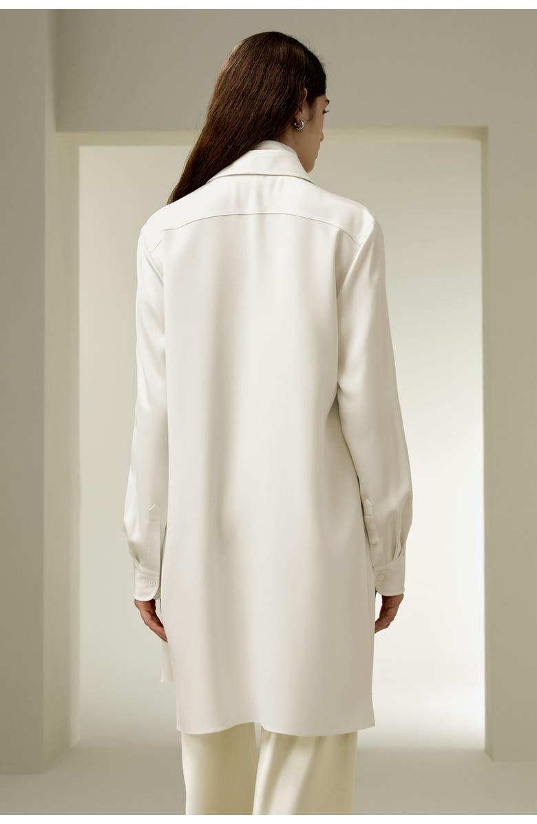 Lilysilk Classic Longline Silk Shirt, Alternate, color, Natural White