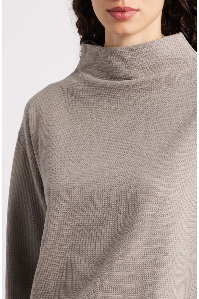 Funnel Neck Boxy Organic Cotton Blend Top, Alternate, color, REED