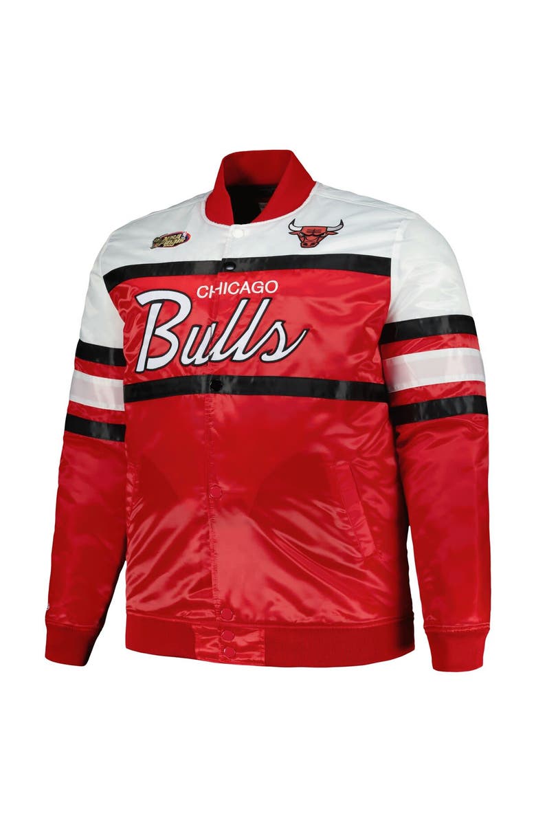 Mitchell & Ness Men's Mitchell & Ness Red/White Chicago Bulls Big & Tall Heavyweight Full-Snap Satin Jacket, Alternate, color, 