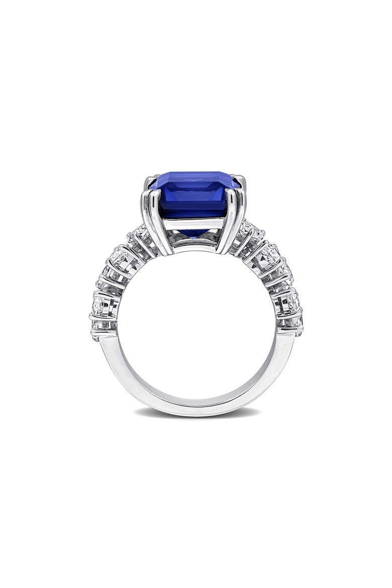 Emerald Cut Lab Created Sapphire Statement Ring, Alternate, color, BLUE
