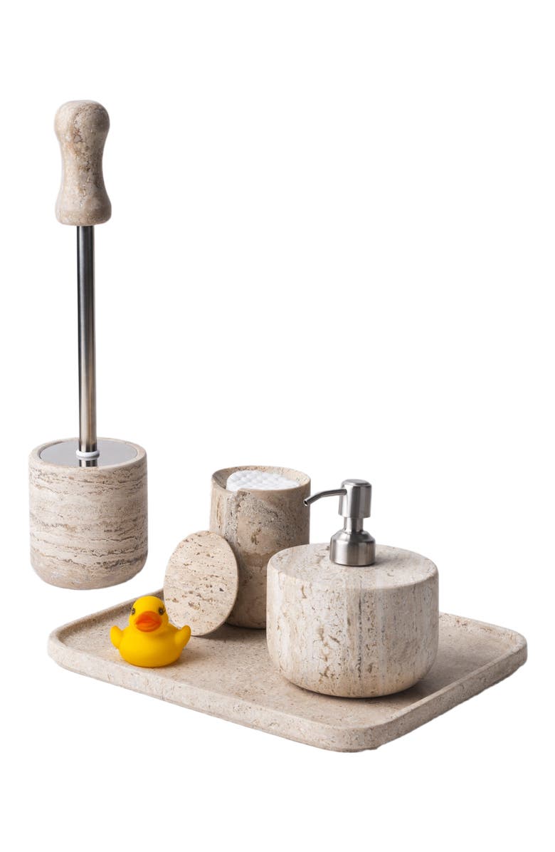 AndJacob Decor Less is More Multi-Use Tray, Alternate, color, Travertine Marble