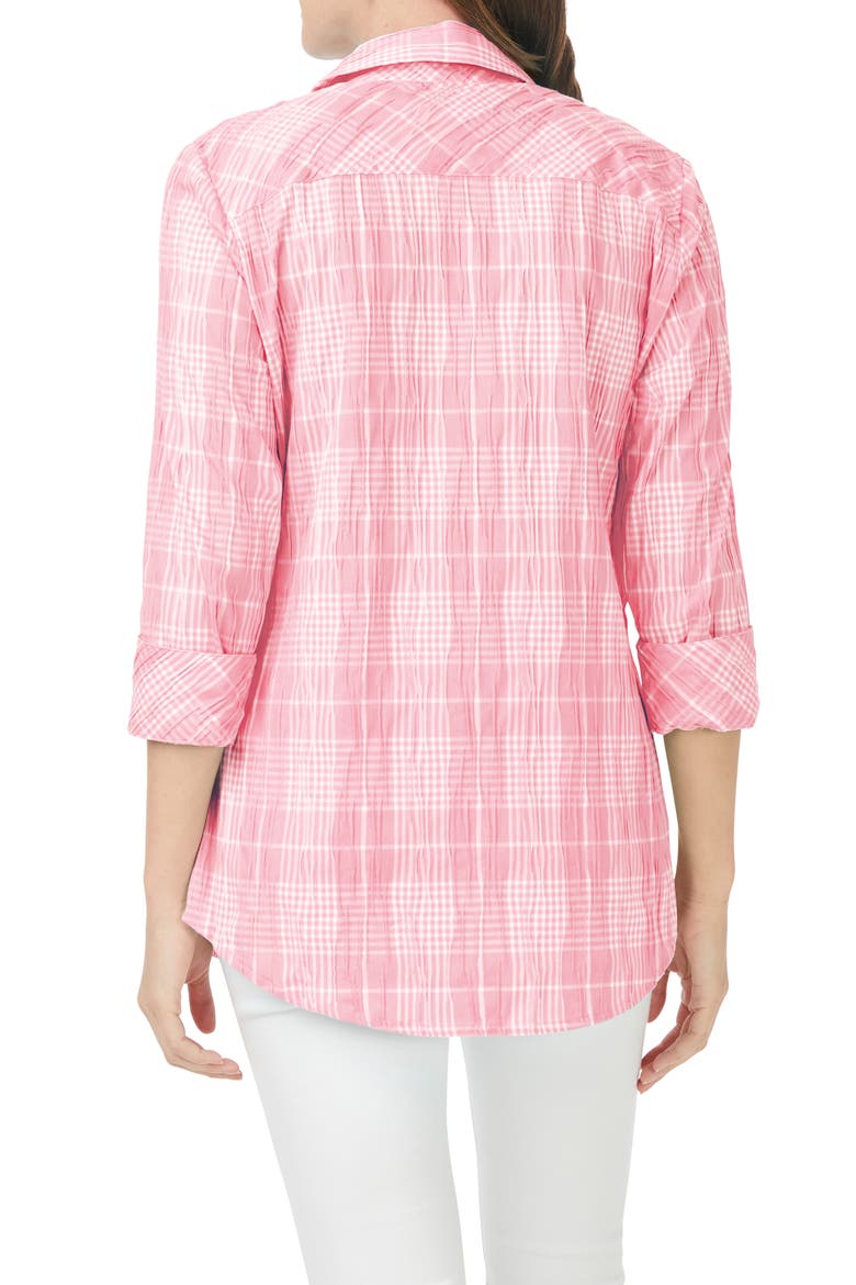 Faith Beach Plaid Button-Up Tunic Shirt, Alternate, color, PINK CHAMP