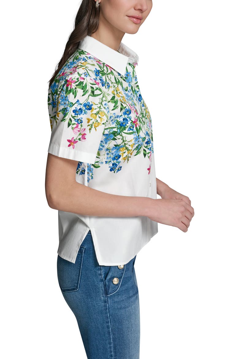 Placed Floral Print Shirt, Alternate, color, SOFT WHITE COMBO